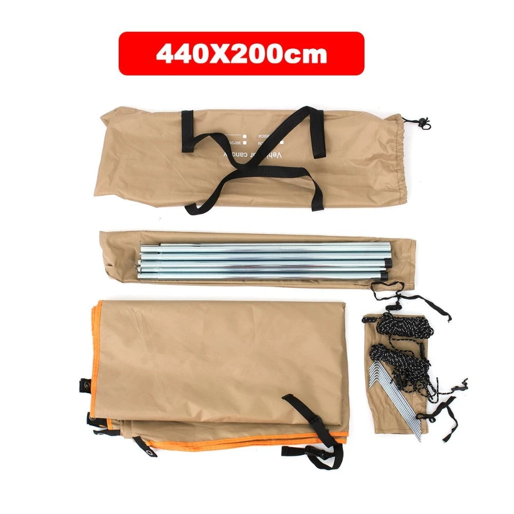 440x200cm Car Side Shelter Shade Camping Car Roof Top Tent Awning Waterproof UV Camping Tent Automobile Rooftop Rain Canopy