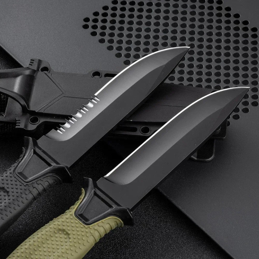 New EDC Tools for Outdoor Use Straight Serrated Knife, Portable Survival Knife for Camping, 440c Steel Fixed Blade Knife