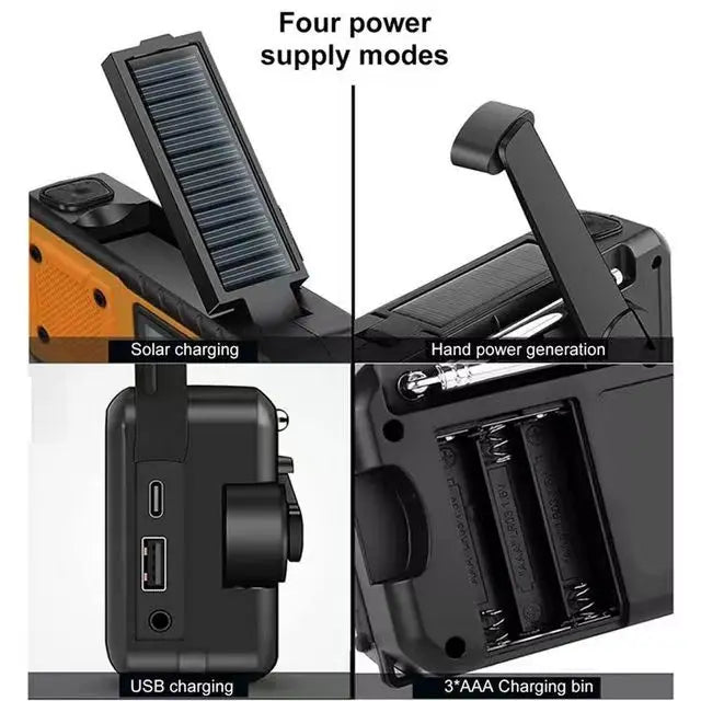 5000mAh Portable Emergency Solar Power Radio Hand Crank Charging AM/FM SW multi BAND Radio Led Reading Flashlight Power Bank