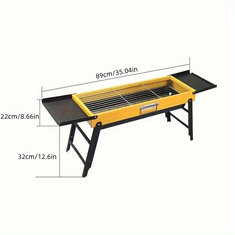 Camping Barbecue Grill, Foldable Portable Barbecue Grill for Outdoor, Camping & Courtyard Barbecue, with Extended Table Board