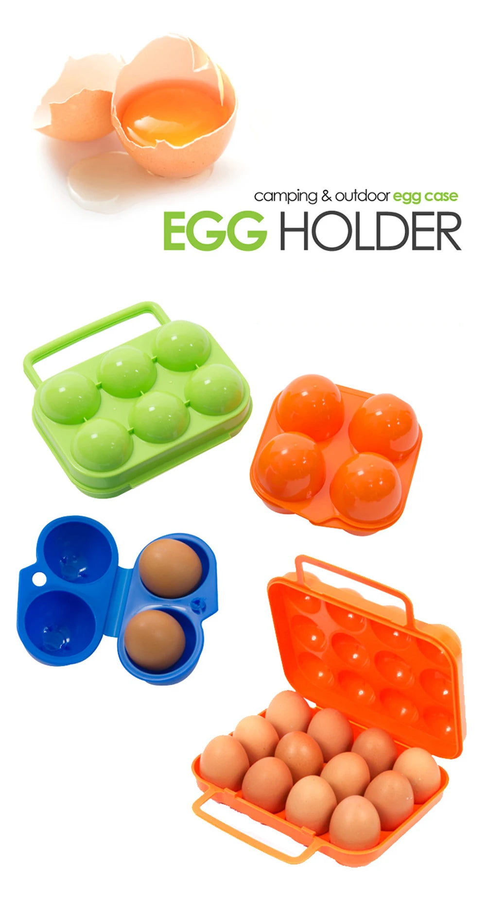 Outdoor Camping Tableware Portable Camping Picnic BBQ Egg Box Container Egg Storage Boxes Travel Kitchen Utensils Camping Gear