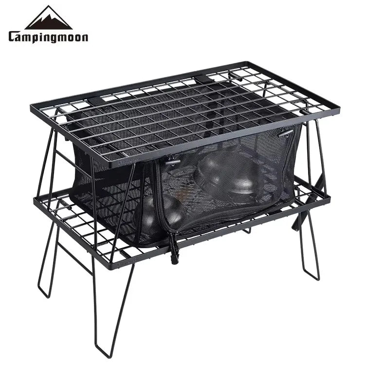 CAMPINGMOON T-2303 IGT Outdoor Camping Portable Tableware Storage Box Folding Picnic Table Storage Fiber Cotton Folding Net Box
