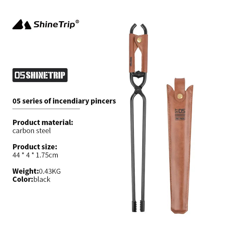 ShineTrip-Camping Fire Poker Outdoor BBQ Thickened Anti-Scald Carbon Fire Poker Lightweight Portable Carbon Steel Fire Poker