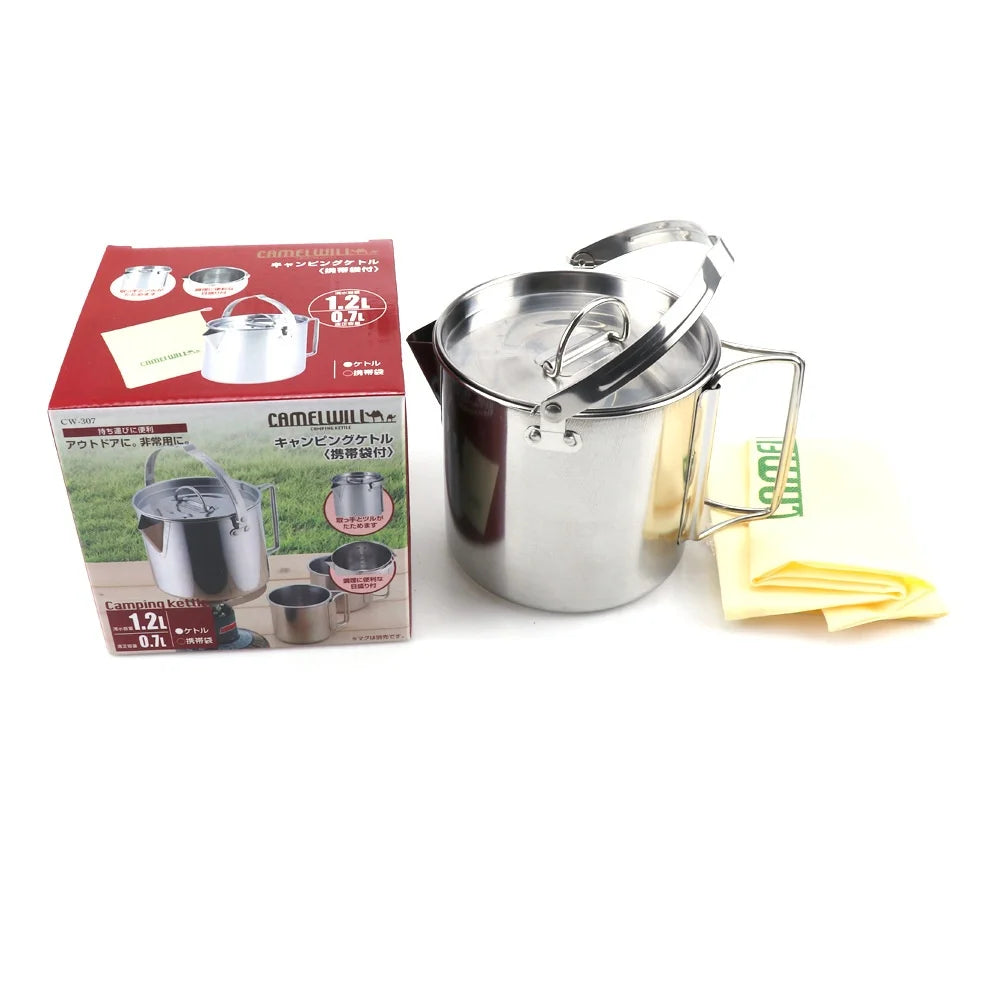 Camping  Pot, Coffee Maker, Camp Cooking Pot , 1200ml Camping Cup for Camping Hiking Backpacking,