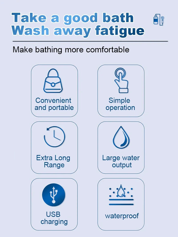 Outdoor Upgraded Handheld Electric Shower ，electric Water Pump for Camping, Bathroom Shower，Plant Watering, and Pet Cleaning