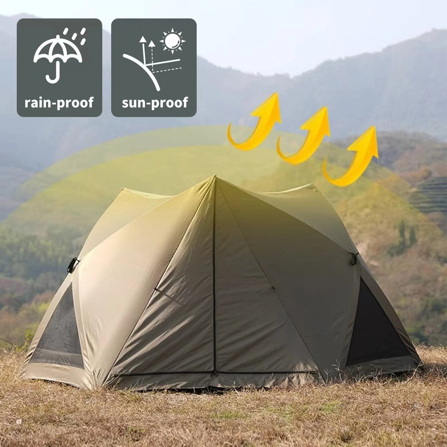 2024Seaside beach park quick-open tent outdoor portable folding camping tent equipped with full sunshade and rainproof