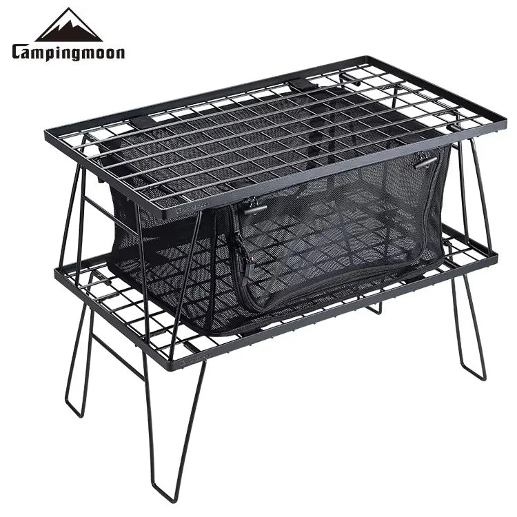 CAMPINGMOON T-2303 IGT Outdoor Camping Portable Tableware Storage Box Folding Picnic Table Storage Fiber Cotton Folding Net Box