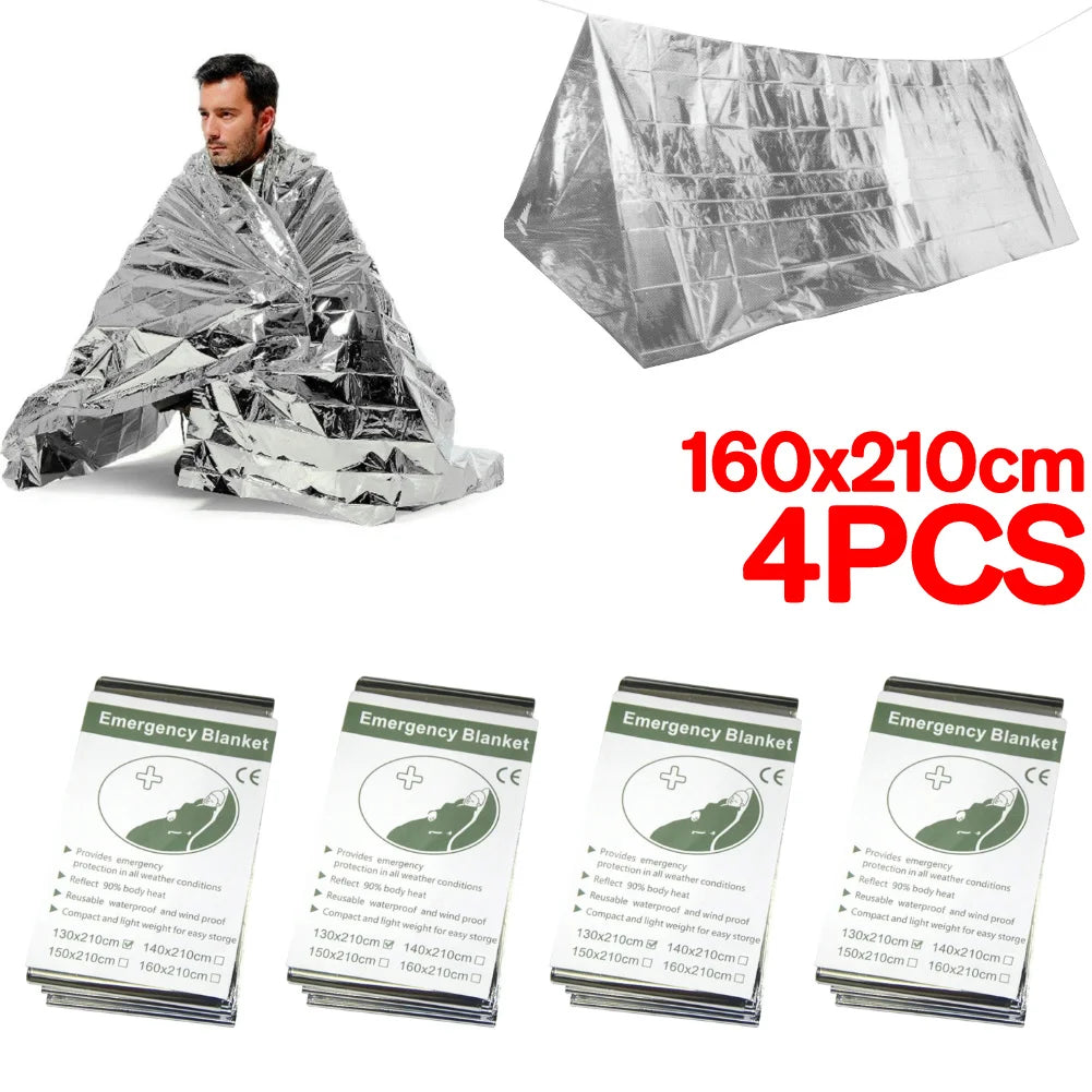 Silver Emergency Survival Thermal Blanket Outdoor Sleeping Bag Waterproof Windproof Reusable Cover for Exploration