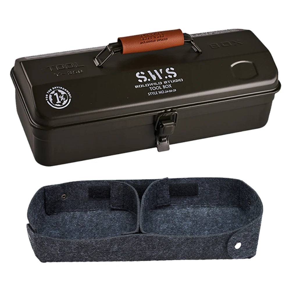 Camping Tool Storage Box with Handle Portable Carry Storage Box Anti-Slip Camping Toolbox Iron Box Camping Accessories