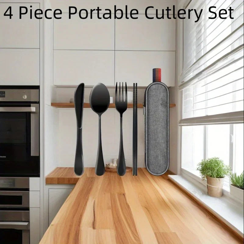 Camping Cookware with Case Camping Utensils Kit Includes Spoon Fork Knives Chopsticks Travel Flatware for Outdoor Picnics