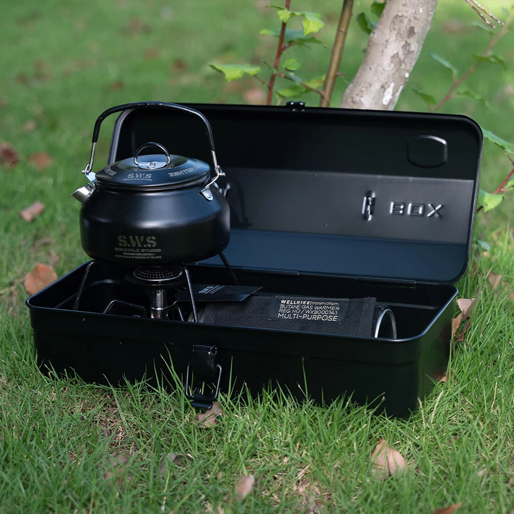 Camping Tool Storage Box with Handle Portable Carry Storage Box Anti-Slip Camping Toolbox Iron Box Camping Accessories