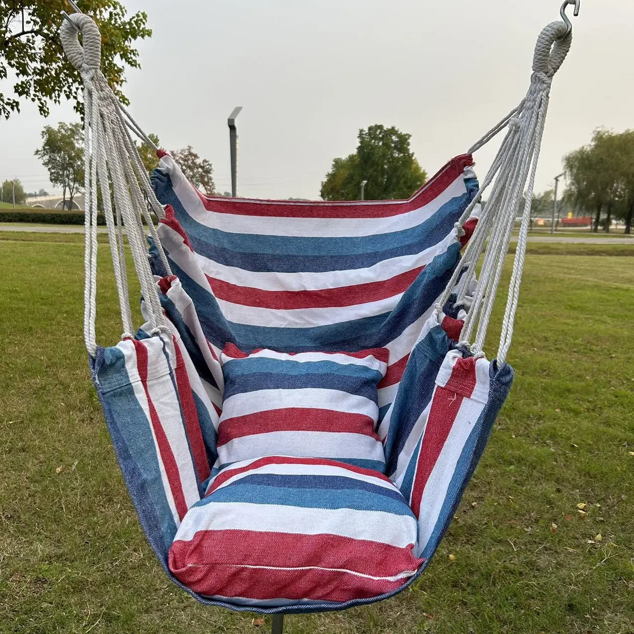 1pc Leisure Fabric Hammock Chair Outdoor Swing Chair Hammock Dormitory Hammock Chair Anti Rollover Hammock With Storage Bag