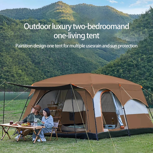 2025 Upgraded 4 Season Camping Tent 3-12 Person Waterproof Windproof Double Layer 2 Room Family Outdoor Backpacking Equipment