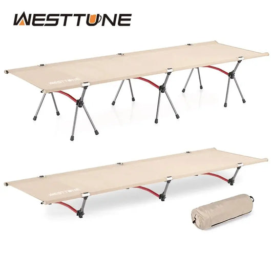 WESTTUNE Camping Cot Portable Folding Bed Ultralight Aluminum Alloy Sleeping Cot for Outdoor Hiking Backpacking Travel