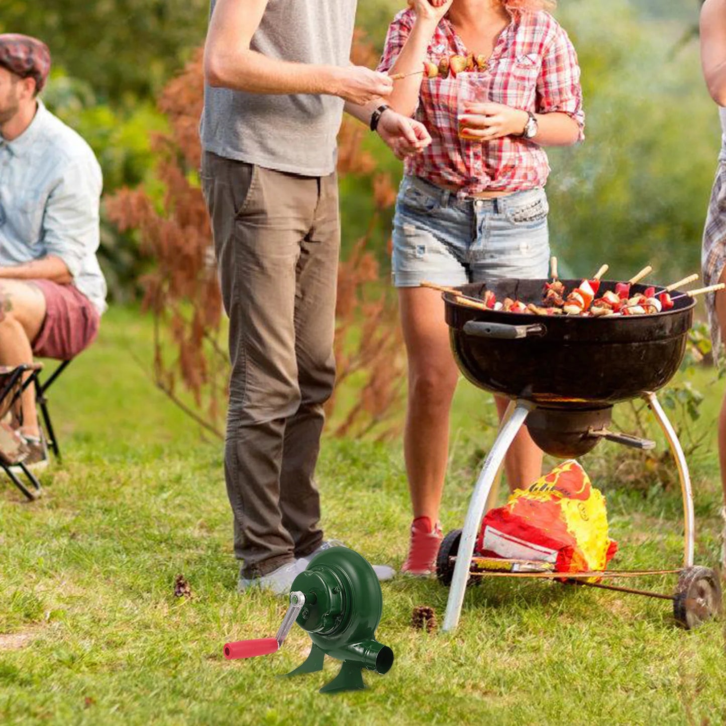 Hand Blower Portable Fire Air for Grill Fireplace Stove Held Iron Camping Barbecue Fan