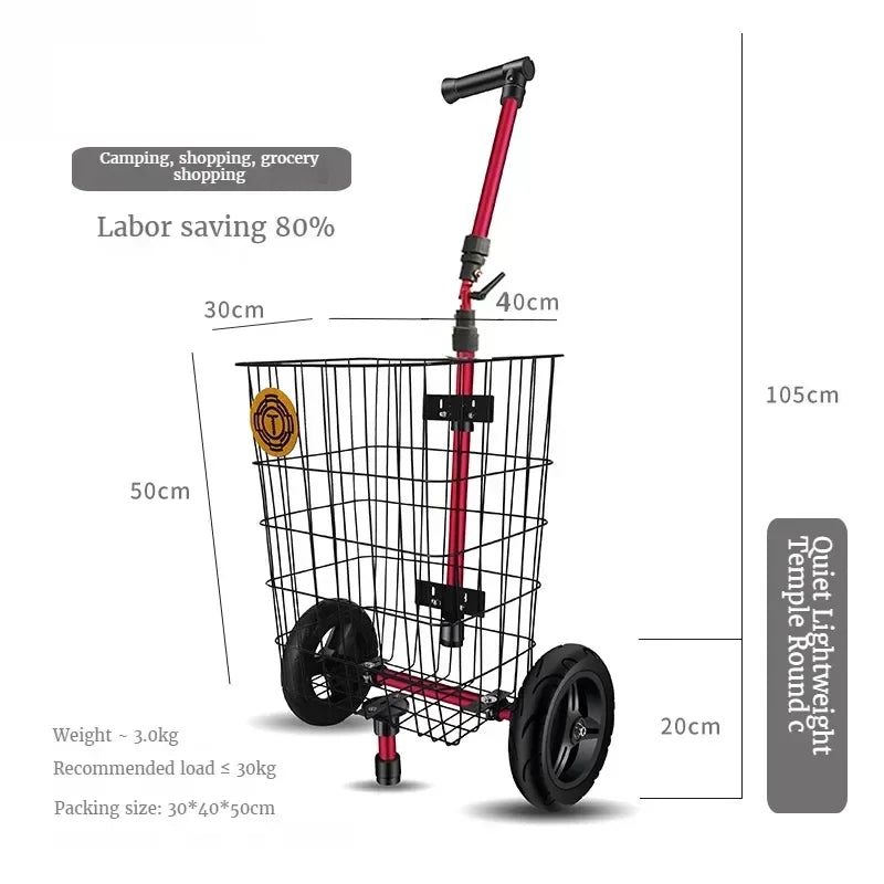 Outdoors Rear Mounted Campsite Vehicle Continuous Bicycle Trailer Silent Tires Camping Storage Natural Hiking Accessories